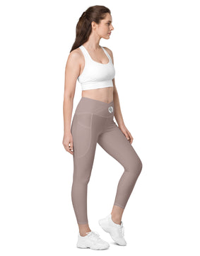 Brown colored Crossover leggings with pockets