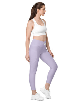 Grey blue colored Crossover leggings with pockets