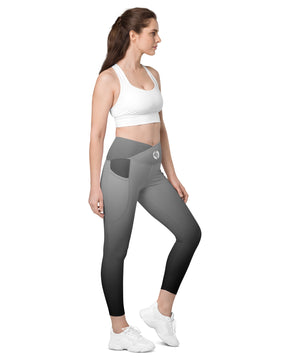 Grey colored Crossover leggings with pockets