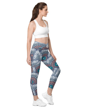 Mandala Print Crossover leggings with pockets