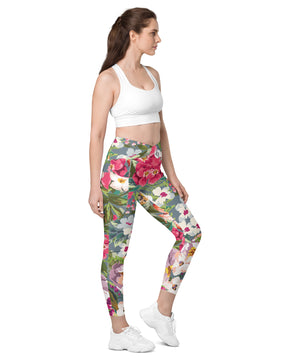 Wild floral Crossover leggings with pockets