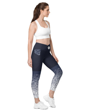 Sparkling greyish blue Crossover leggings with pockets