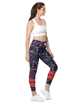 Blue shades Crossover leggings with pockets