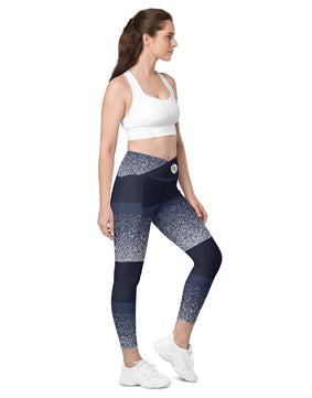 Sparking blue Crossover leggings with pockets