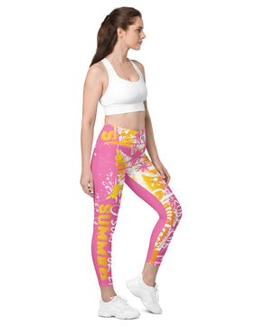 Pink summers Crossover leggings with pockets