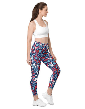 Leopard design pattern Crossover leggings with pockets