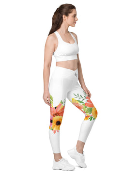 Spring floral Crossover leggings with pockets