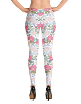 Iguana green peonies floral Leggings