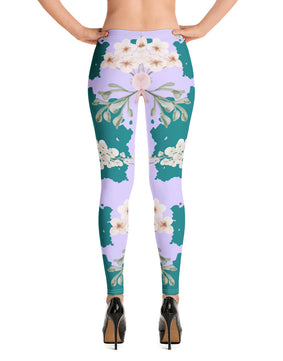 Peach forest floral Leggings