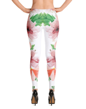 White flower pattern Leggings