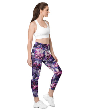 Purple floral Leggings with pockets