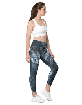 Blue hexagon Leggings with pockets