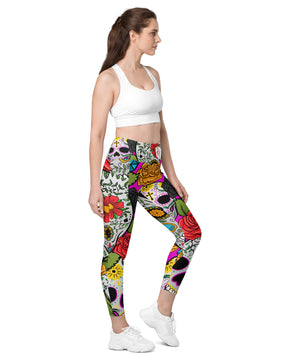 Dead sugar skull Leggings with pockets