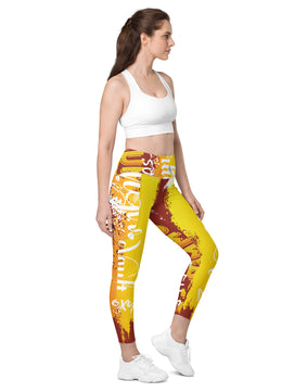 Yellow brown summers Leggings with pockets