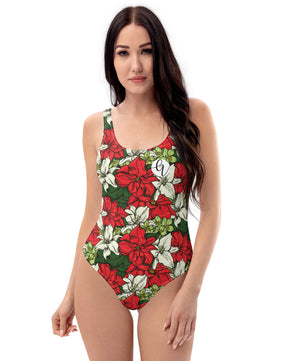 Red flower garden One-Piece Swimsuit