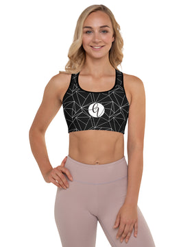 Black and white abstract Padded Sports Bra