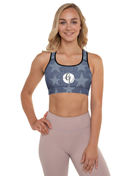 Grey stars Padded Sports Bra