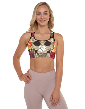 Skeletal floral Padded Sports Bra