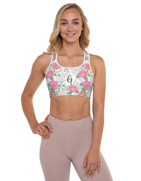 Peach floral garden Padded Sports Bra