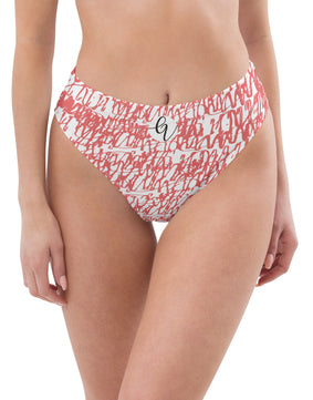 Red white vintage high-waisted bikini bottom