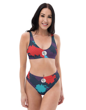 Geo wave high-waisted bikini