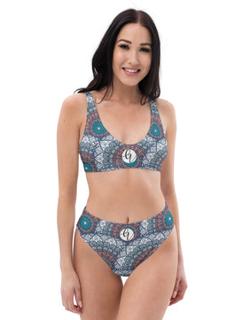 Mandala print high-waisted bikini