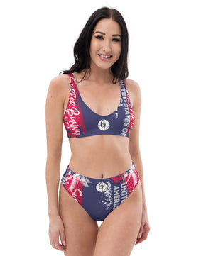 Blue red summers high-waisted bikini