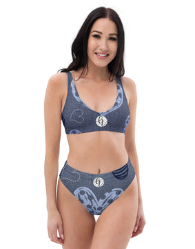 Grey heart high-waisted bikini