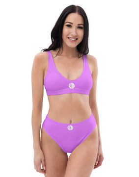 Purple coloured high-waisted bikini