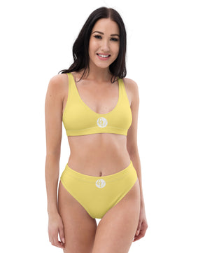 Yellow coloured high-waisted bikini