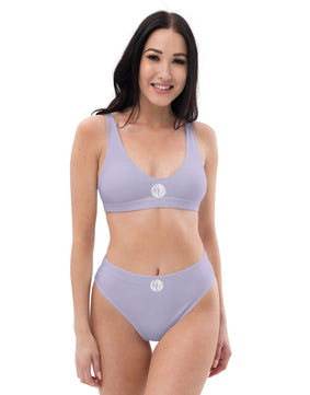 Purple coloured high-waisted bikini