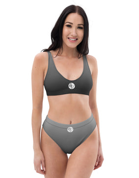 Greyish black  coloured high-waisted bikini