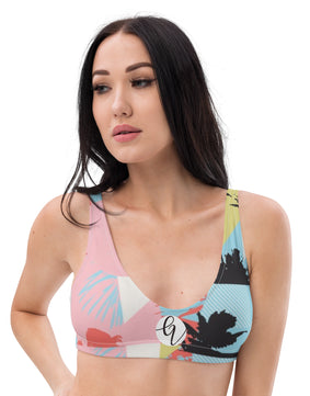 Beach floral Recycled padded bikini top