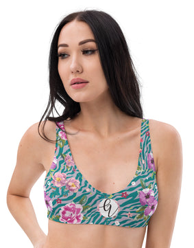 Floral blossom padded bikini top