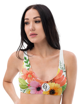 Spring floral padded bikini top