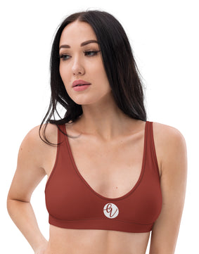 Reddish brown coloured padded bikini top