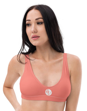 Peach coloured padded bikini top