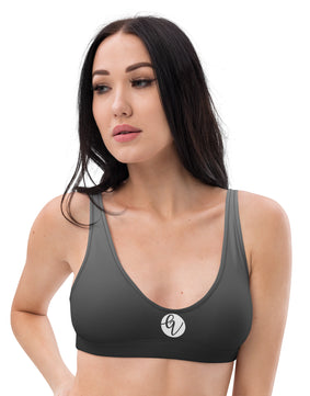 Grey black coloured padded bikini top