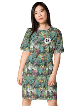 Multicoloured poplin T-shirt dress