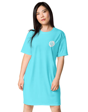 Neon blue coloured T-shirt dress