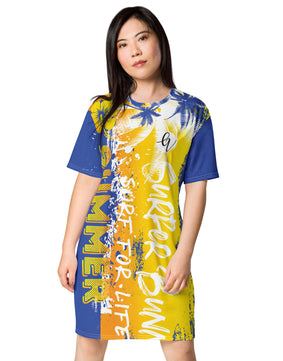 Yellow blue T-shirt dress