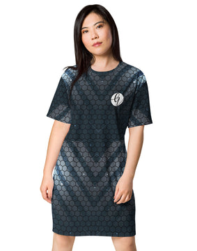 Blue hexagon T-shirt dress