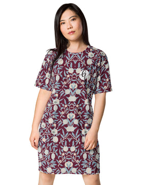 Red garden T-shirt dress