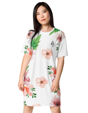 Peach floral T-shirt dress