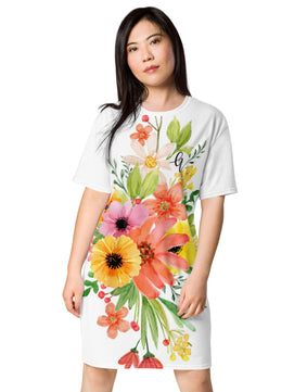 Spring floral T-shirt dress