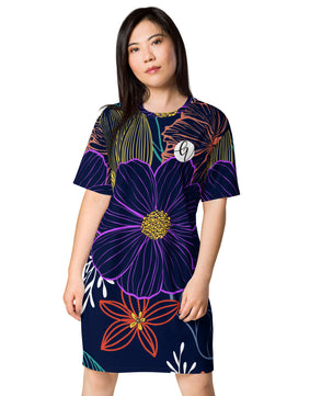 Navy floral T-shirt dress