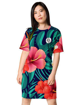 Seamless floral T-shirt dress