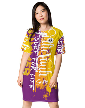 Purple yellow T-shirt dress