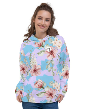 Green peach floral Hoodie