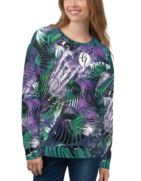 Purple green floral Sweatshirt